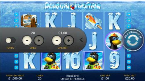 Penguin Vacation Big Bonus Slots Click on the side menu button to adjust the lines or coin value.