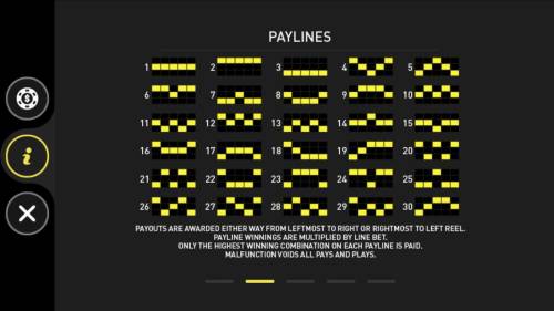 Phoenix Big Bonus Slots Payline  Diagrams 1-30. Payouts are awarded from left to right reel. Payline winnings are multiplied by line bet. Only highest winning combination on each payline paid.