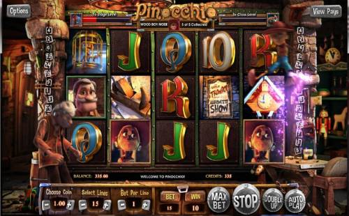 Pinocchio Big Bonus Slots Enteriing Real Boy Mode after coollecting 5 pinocchio symbols