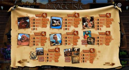 Pirate Isle Big Bonus Slots High value slot game symbols paytable