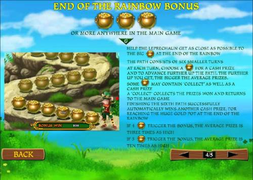 Plenty O' Fortune Big Bonus Slots End of the Rainbow Bonus feature rules and how to play