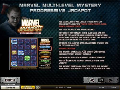 Punisher - War Zone Big Bonus Slots Multi-Level Mystery Progressive Jackop Game Rules