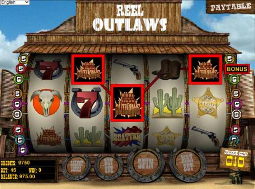 Reel Outlaws Big Bonus Slots three scatter symbols activates bonus feature