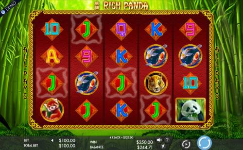 Rich Panda Big Bonus Slots Multiple winning combinations of Jacks awards an 250.00 jackpot.