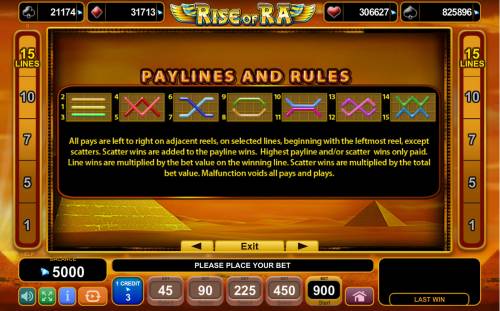 Rise of Ra Big Bonus Slots Paylines 1-15