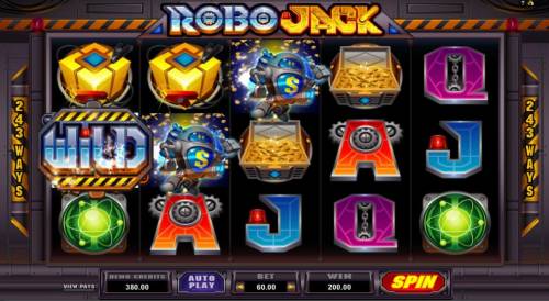 RoboJack Big Bonus Slots A three of a kind triggers a 200.00 modest payout.