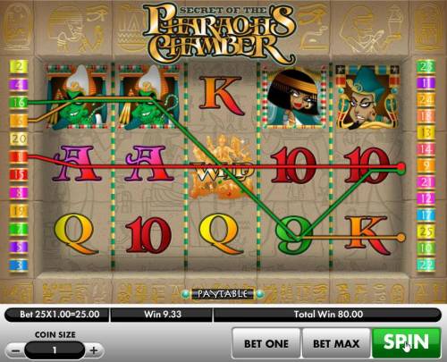 Secret of the Pharaoh's Chamber Big Bonus Slots Multiple winning paylines triggers a big win!