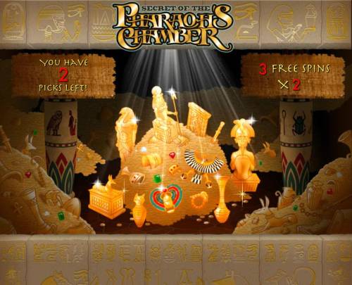 Secret of the Pharaoh's Chamber Big Bonus Slots Use your bonus picks to select treasure items and reveal free spins or multipliers.