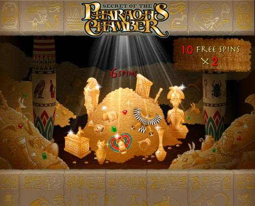 Secret of the Pharaoh's Chamber Big Bonus Slots A total of 10 free spins with an x2 multiplier awarded.