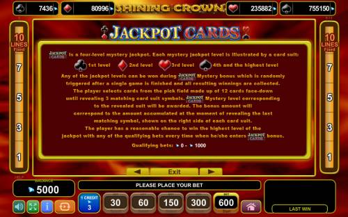 Shining Crown Big Bonus Slots Jackpot Cards Progressive Rules