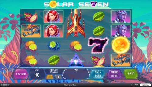 Solar Seven Big Bonus Slots Main Game Board