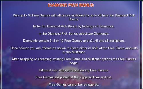 Stellar Jackpots with Serengeti Lions Big Bonus Slots Diamond Pick Bonus Rules - Win up to 10 free games with up to x8 Win Multiplier