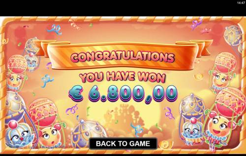 Sugar Parade Big Bonus Slots Bonus Game awards 6,800