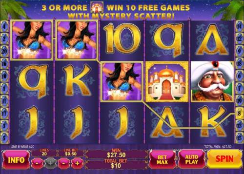 Sultan's Gold Big Bonus Slots multiple winning paylines triggers a modest $27.50 payout
