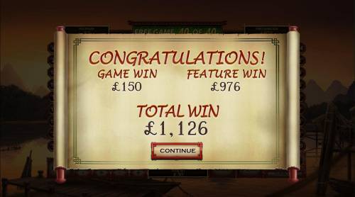 Sun Wukong Big Bonus Slots Free Games feature awards a total win of 1,126.00