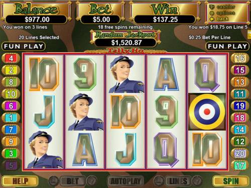 Tally Ho Big Bonus Slots A winning Three of a Kind triggered during the free games feature..