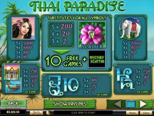 Thai Paradise Big Bonus Slots Slot game symbols paytable