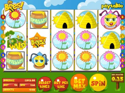 The Bees Big Bonus Slots a couple of scatter symbols pays a 250 coin big win