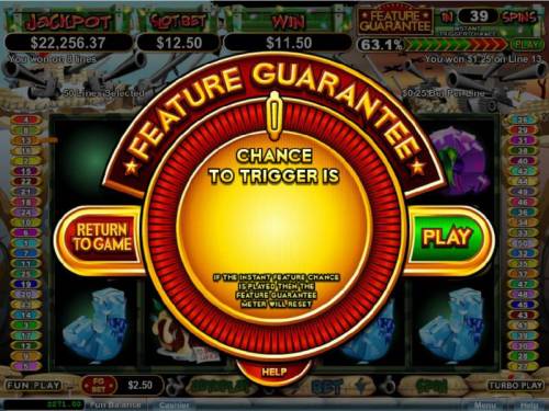 The Elf Wars Big Bonus Slots Feature Guarantee game board