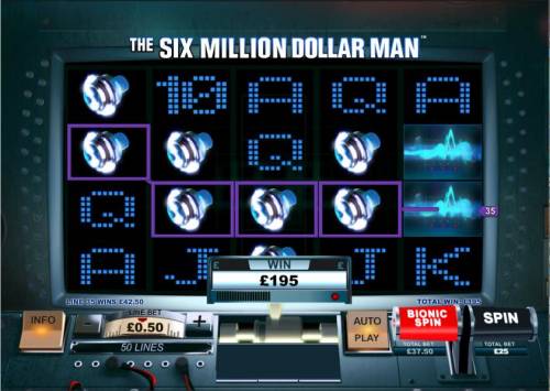 The Six Million Dollar Man Big Bonus Slots 195 coin jackpot triggered