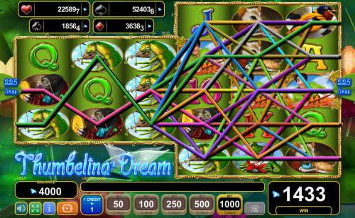Thumbelina's Dream Big Bonus Slots Multiple winning paylines triggered in addition to the free games feature