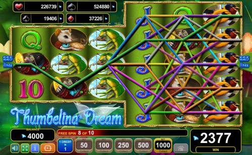 Thumbelina's Dream Big Bonus Slots Free Spins Game Board