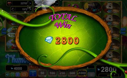 Thumbelina's Dream Big Bonus Slots Free Spins feature pays out a total of 2800