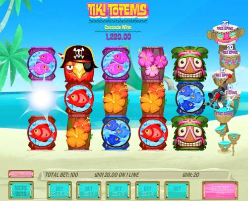 Tiki Totems Big Bonus Slots Four consecutive wins from a single spin triggers free spins.