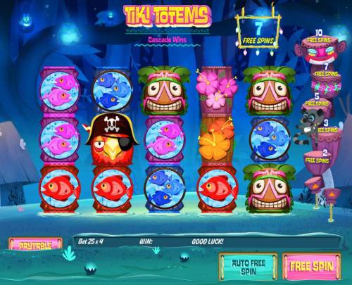 Tiki Totems Big Bonus Slots Free Spins Game Board
