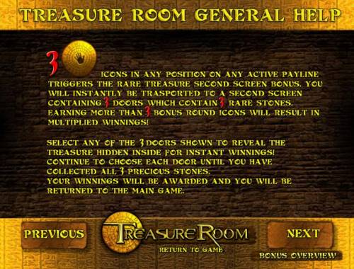 Treasure Room Big Bonus Slots general game help