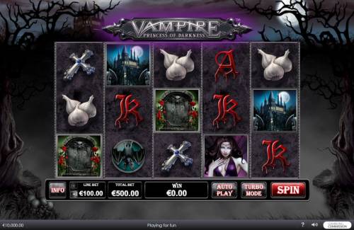 Vampire Princess of Darkness Big Bonus Slots Main Game Board