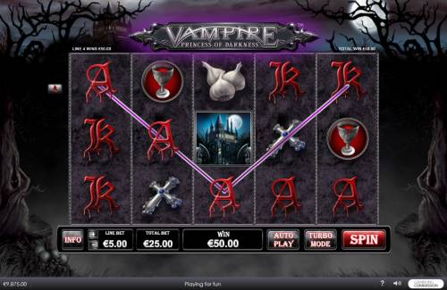 Vampire Princess of Darkness Big Bonus Slots A winning three of a kind