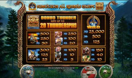 Vikings of Fortune Big Bonus Slots Slot game symbols paytable.