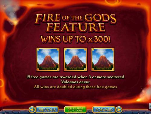 Vulcan Big Bonus Slots Fire of the Gods Feature - Win up to 300x!