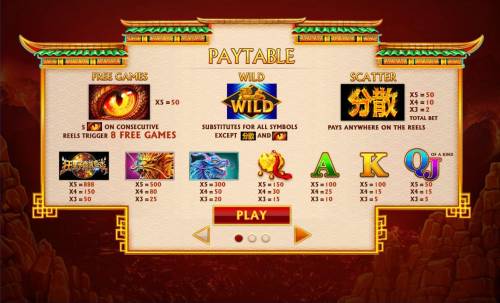 Wild Qilin Big Bonus Slots Slot game symbols paytable.