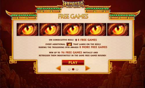 Wild Qilin Big Bonus Slots Five eye symbols on consecutive reels awards 8 free games