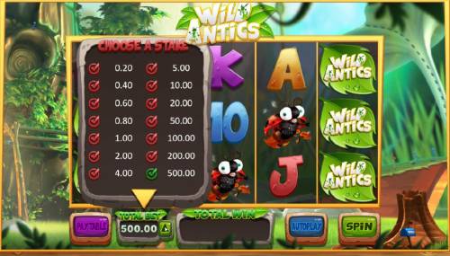 Wild Antics Big Bonus Slots To adjust the bet level, simply click-on Total Bet and select the total stake that fits your comfort level.