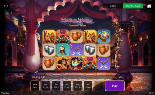 Winfall Wishes Big Bonus Slots Main game board featuring five reels and 25 paylines with a $4,800 max payout.
