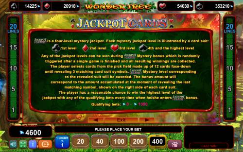 Wonder Tree Big Bonus Slots Jackpot Cards Progressive Rules