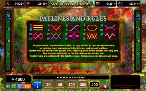 Wonder Tree Big Bonus Slots Paylines 1-20