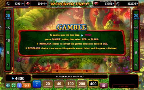 Wonder Tree Big Bonus Slots Gamble Feature Game Board