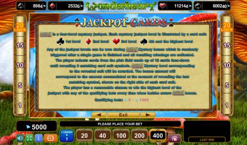Wonderheart Big Bonus Slots Jackpot Cards Rules