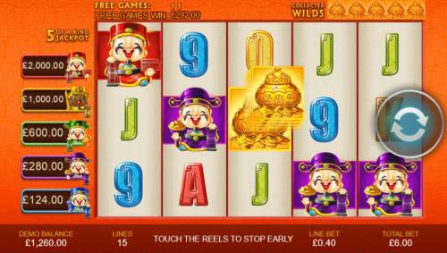 Wu Lu Cai Shen Big Bonus Slots Collect five gold vases during the free games featue to activate the Wild Super Spin. Once you collect the five gold vases, the free games end.