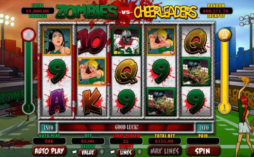 Zombies vs Cheerleaders Big Bonus Slots Main Game Board