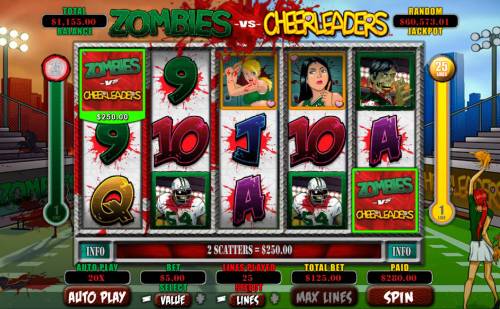 Zombies vs Cheerleaders Big Bonus Slots Scatter Win