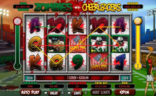Zombies vs Cheerleaders Big Bonus Slots Multiple winning paylines triggers a big win